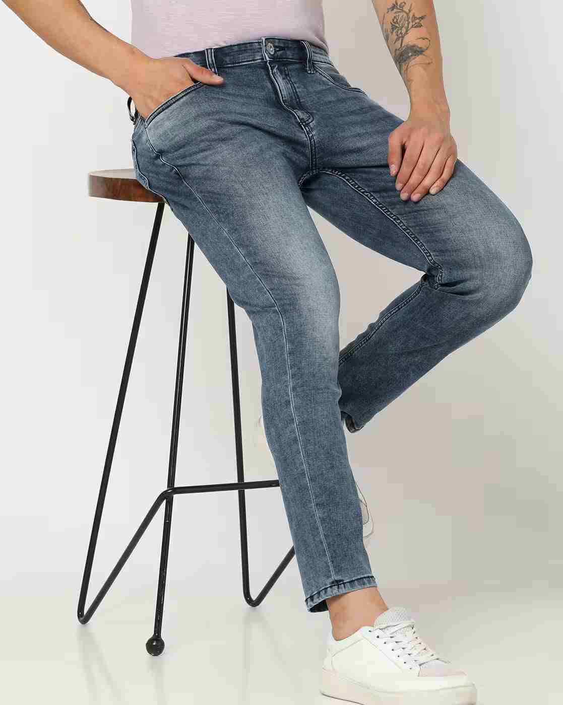 DNMX | Men Mid-Wash Slim Fit Jeans|0