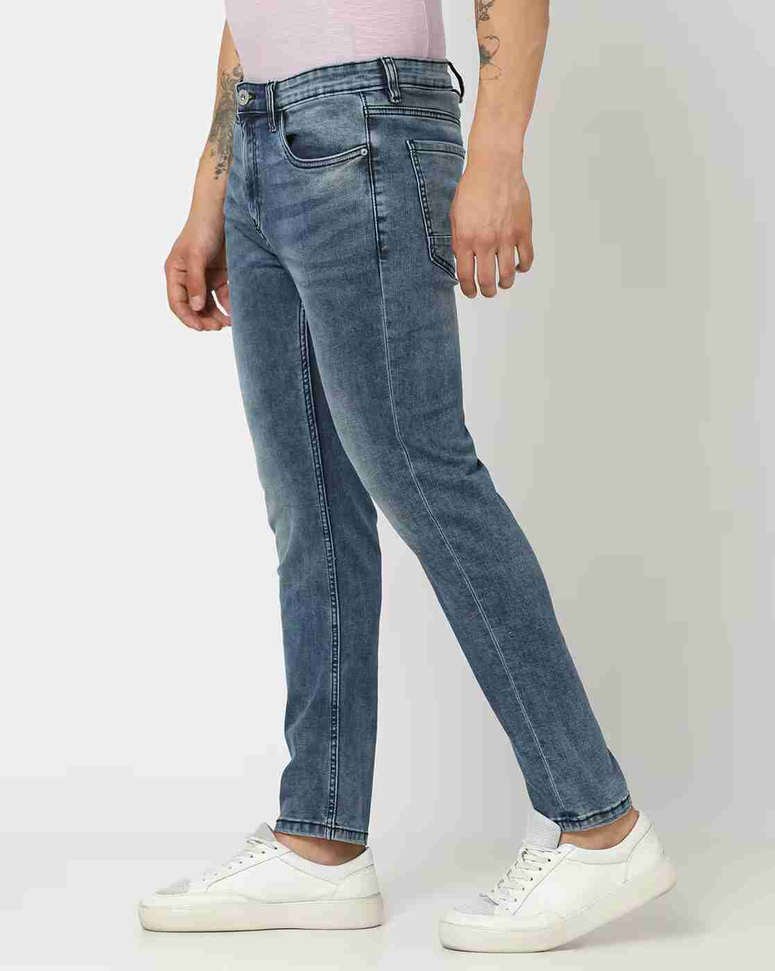 DNMX | Men Mid-Wash Slim Fit Jeans|1