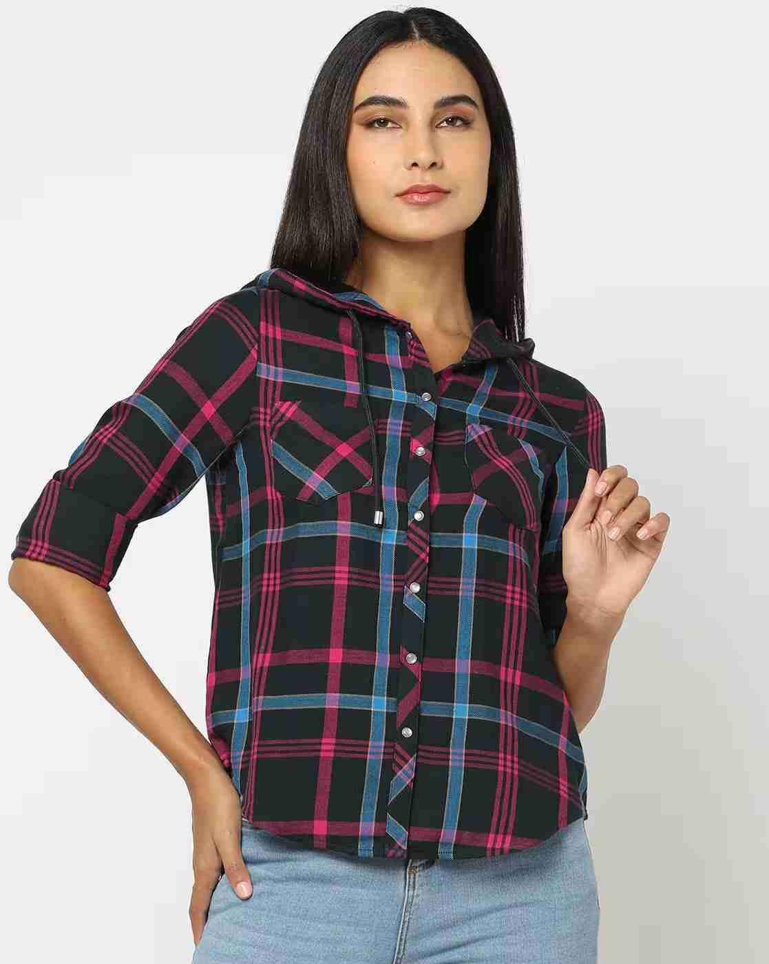 Checked Hooded Shirt