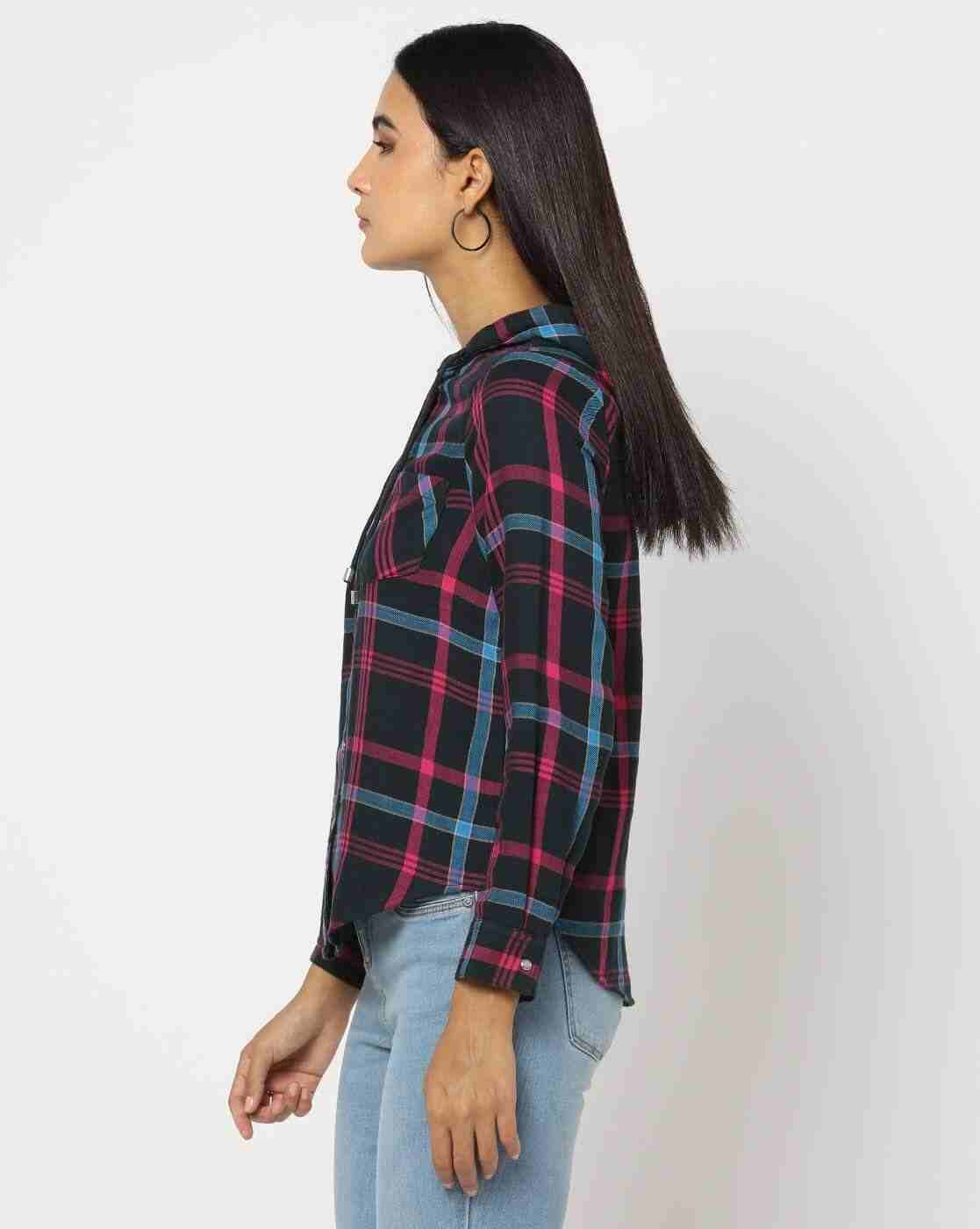 DNMX | Checked Hooded Shirt|1