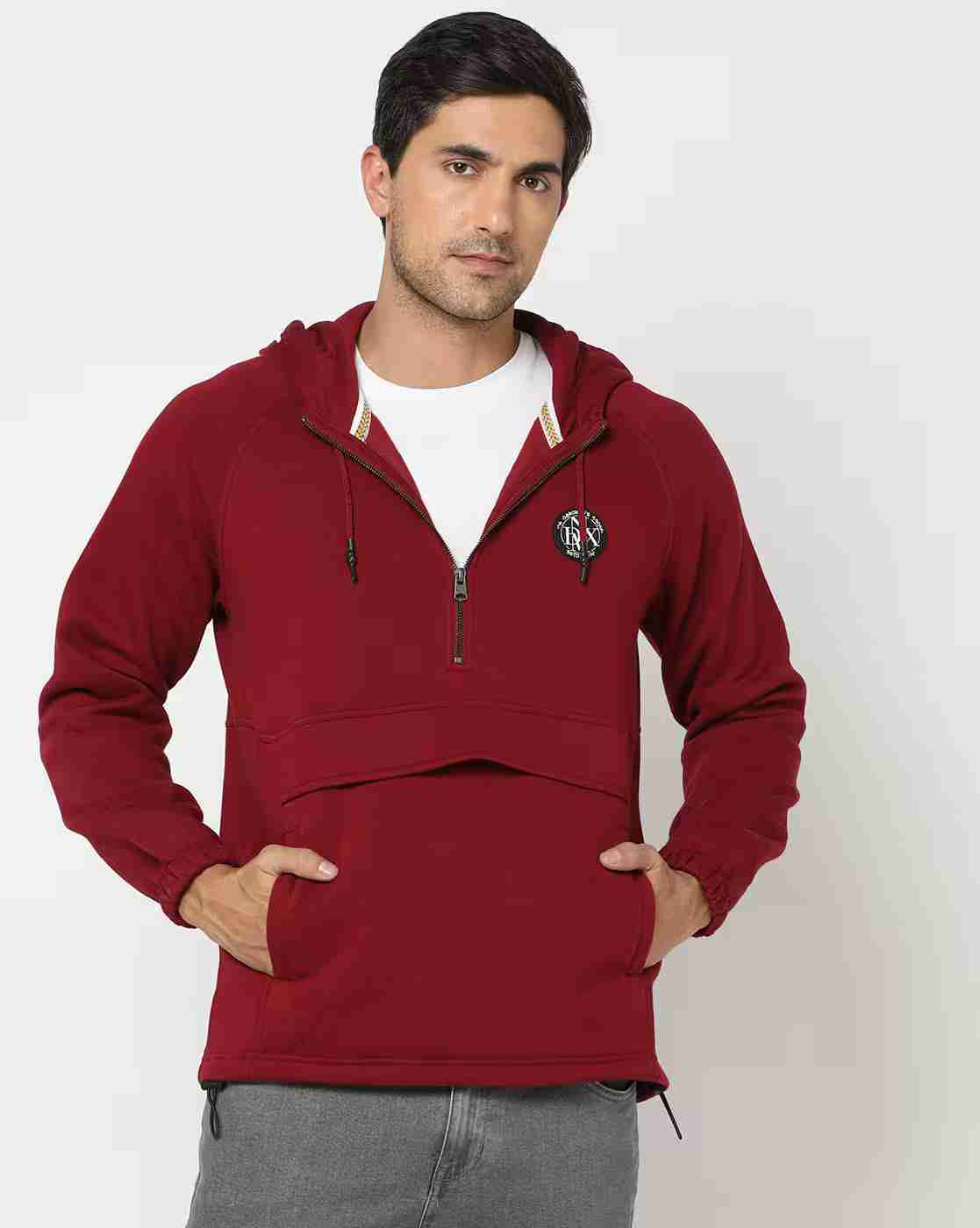 DNMX | Slim Fit Hoodie with Half-Zip Closure|0