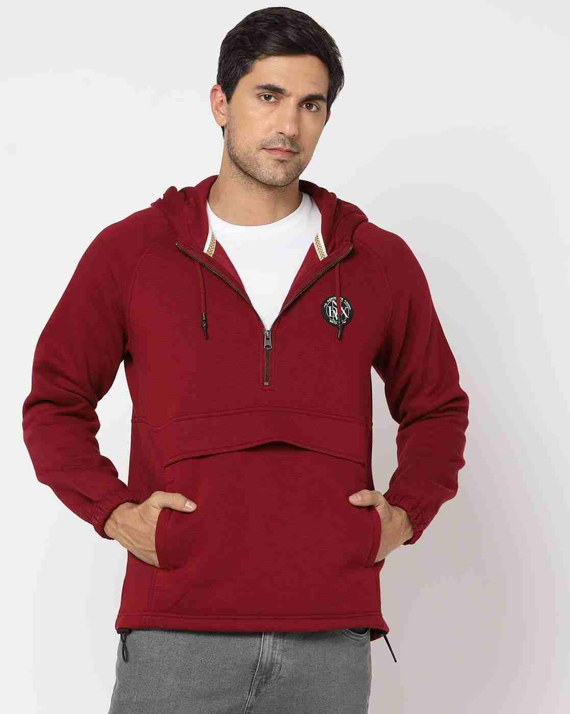 Slim Fit Hoodie with Half-Zip Closure