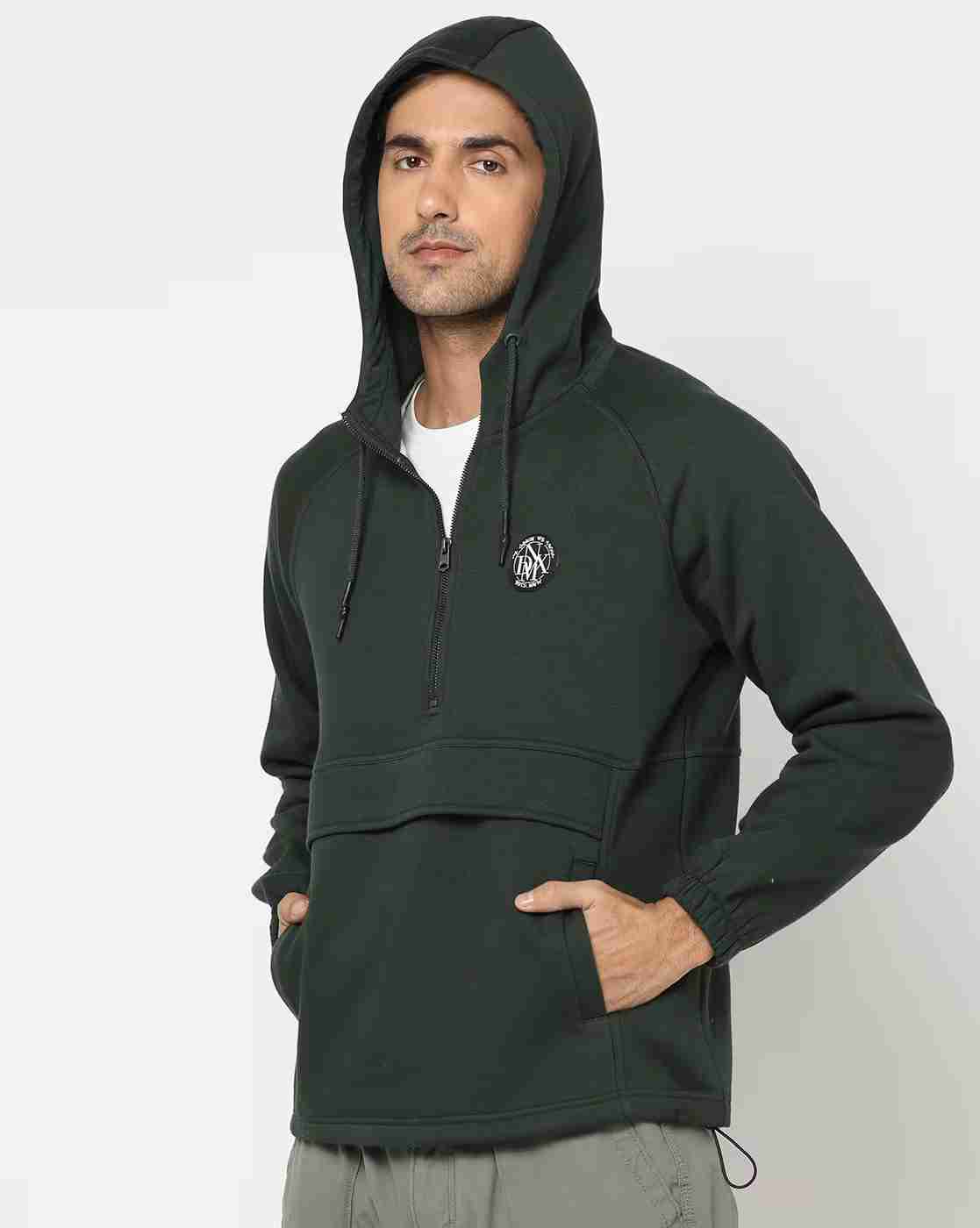 Slim Fit Hoodie with Half-Zip Closure