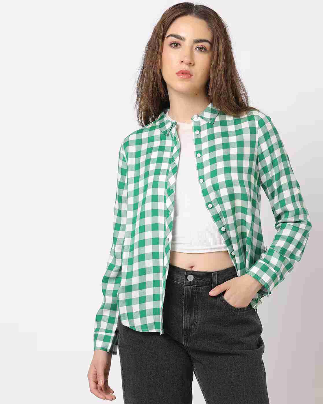 DNMX | Women Checked Relaxed Fit Shirt|0