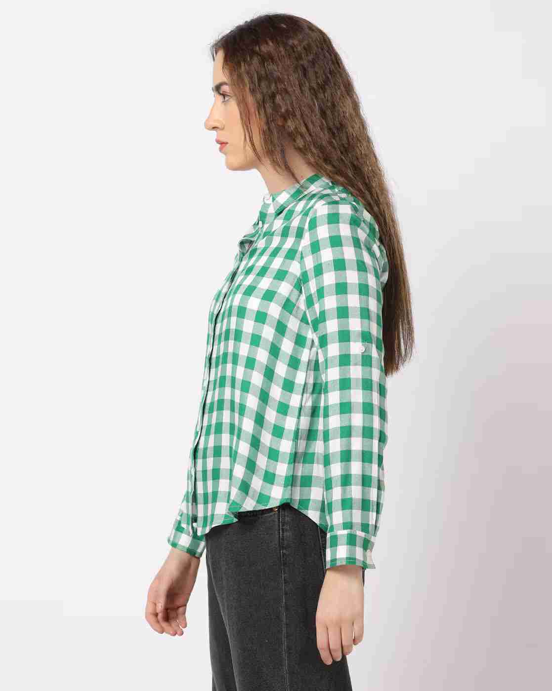 DNMX | Women Checked Relaxed Fit Shirt|1