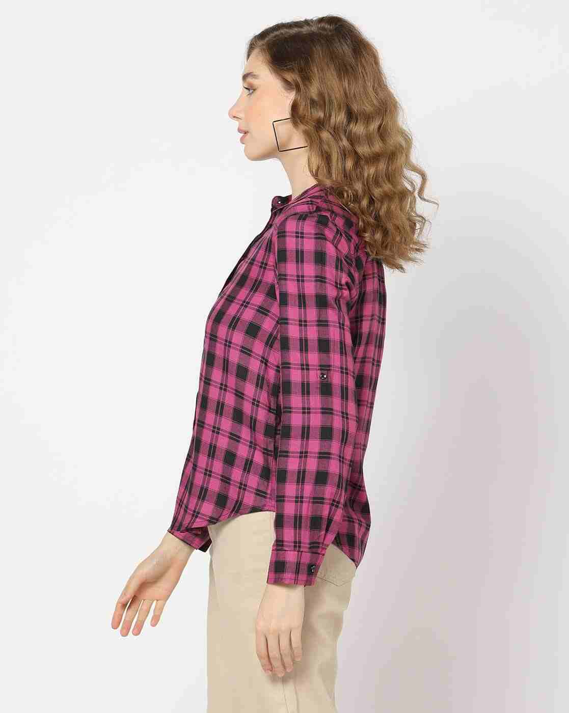 DNMX | Women Checked Relaxed Fit Shirt|1