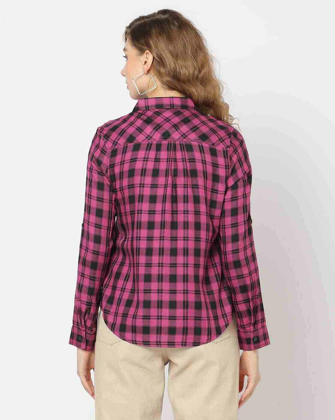 DNMX | Women Checked Relaxed Fit Shirt|2