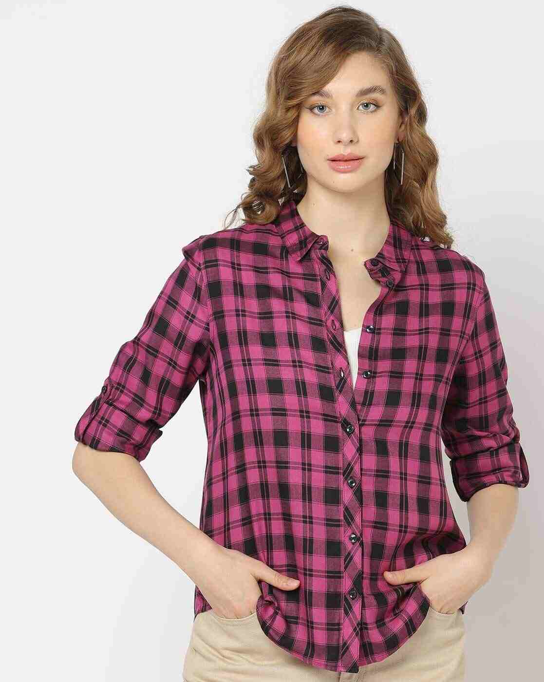 DNMX | Women Checked Relaxed Fit Shirt|3