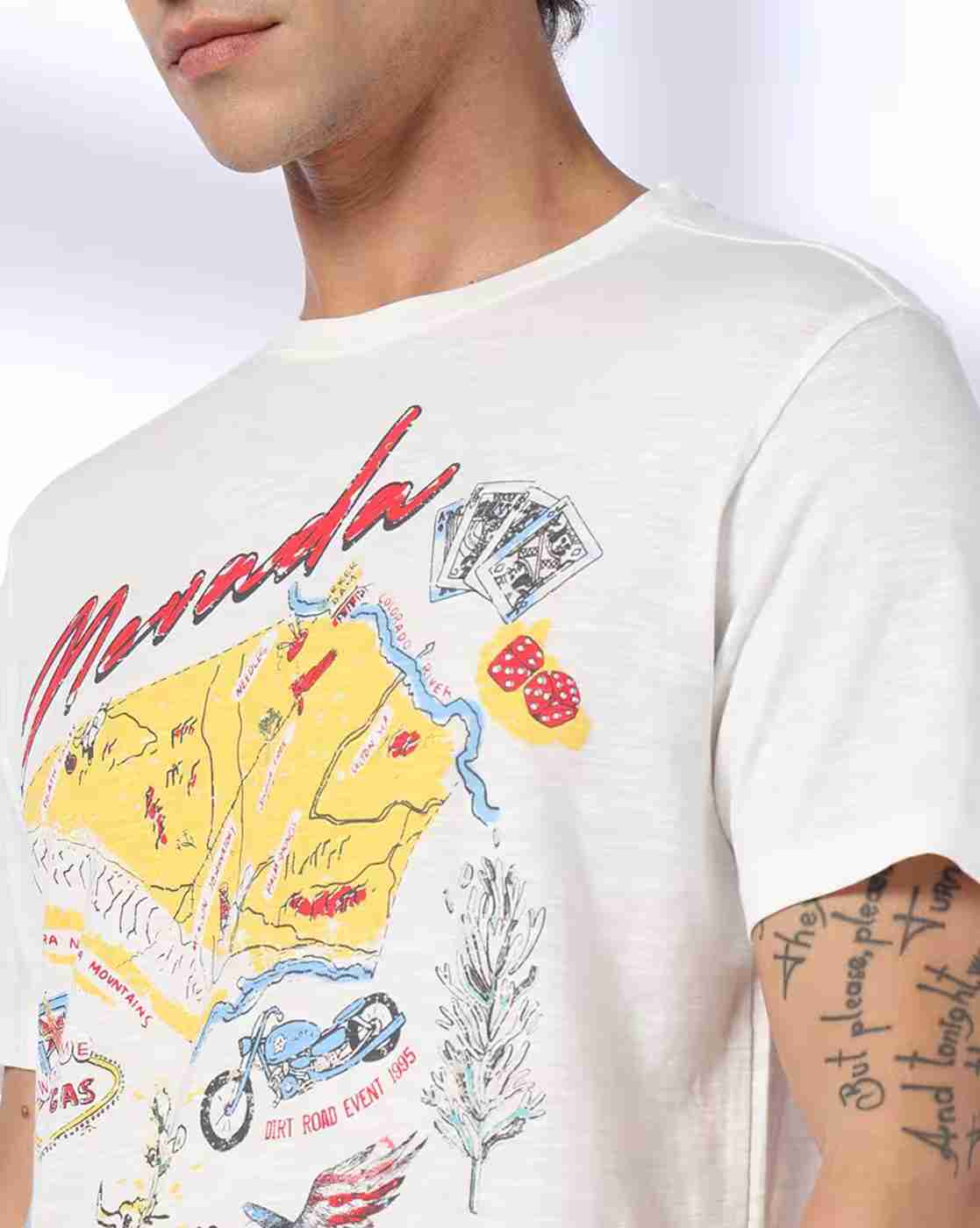 DNMX | Men Nevada Print Slim Fit Crew-Neck T-Shirt|3