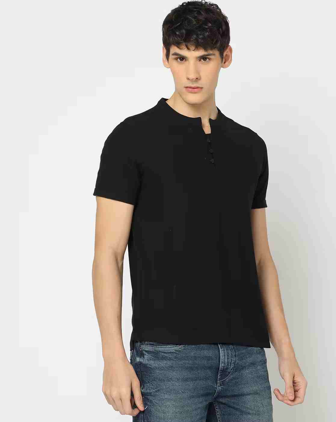 DNMX | Men Slim Fit Henley T-Shirt|0