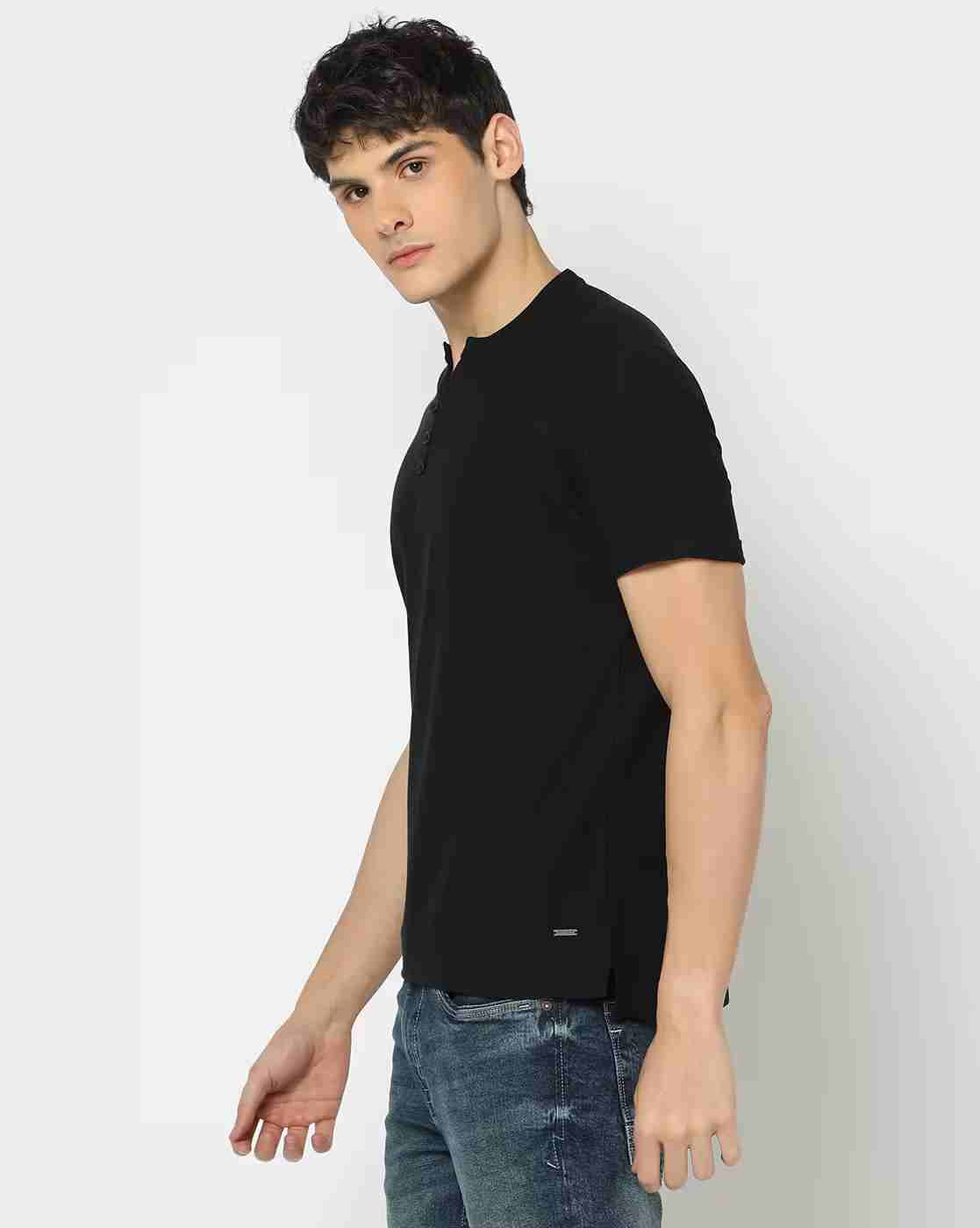 DNMX | Men Slim Fit Henley T-Shirt|1