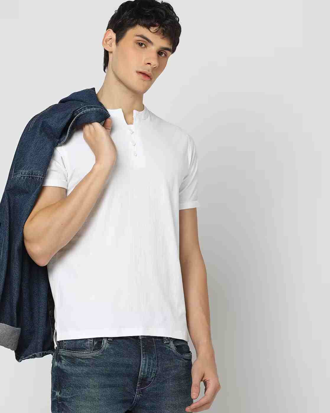 Men Slim Fit Henley T-Shirt