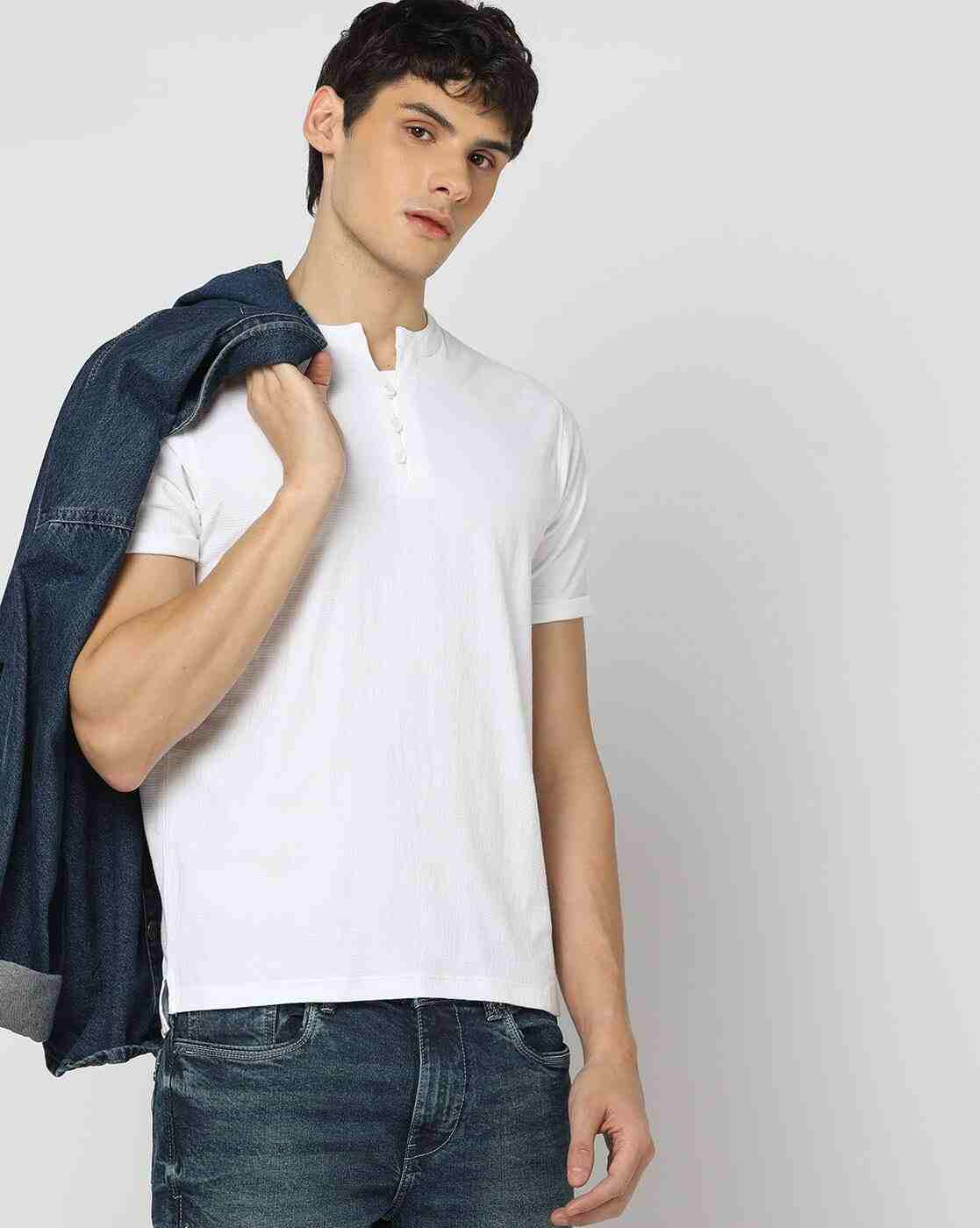 DNMX | Men Slim Fit Henley T-Shirt|0