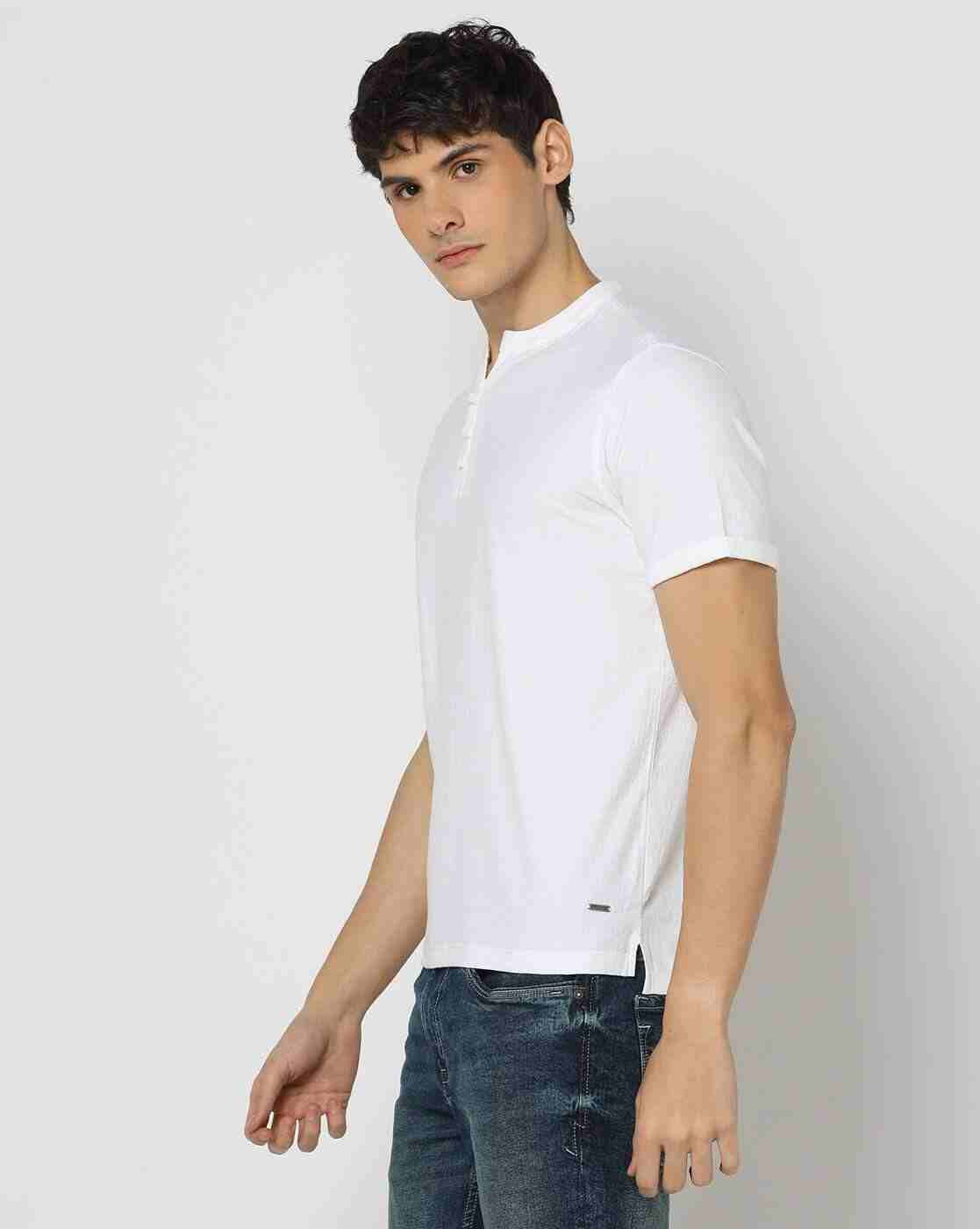 DNMX | Men Slim Fit Henley T-Shirt|1