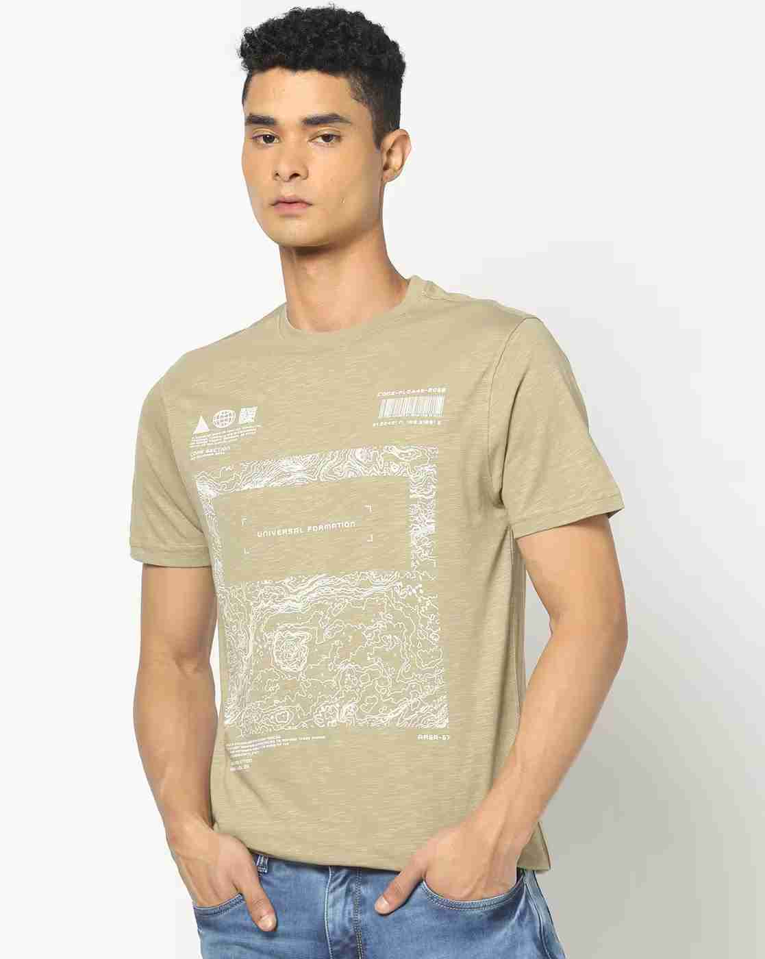 DNMX | Men Graphic Print Slim Fit Crew-Neck T-Shirt|0