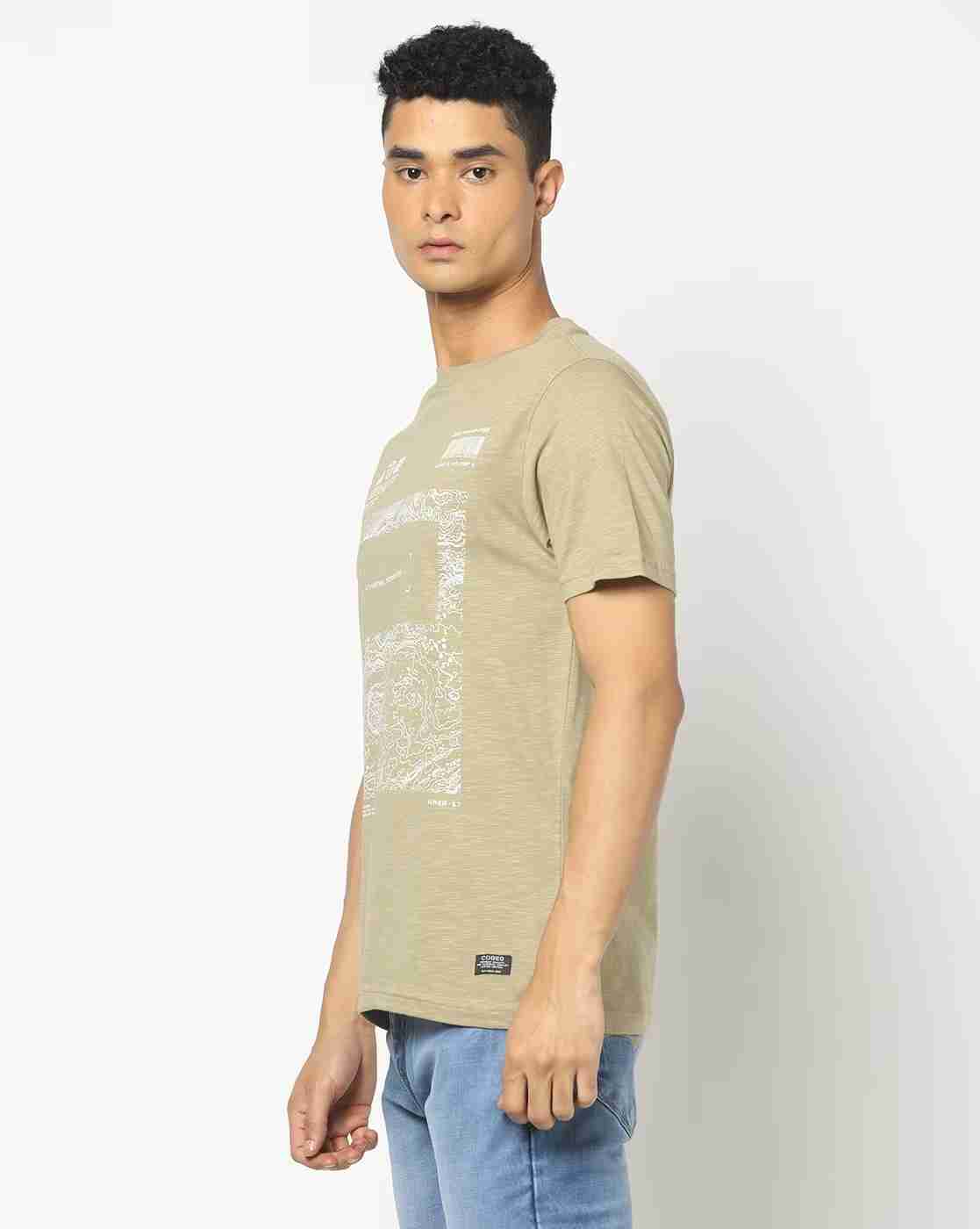 DNMX | Men Graphic Print Slim Fit Crew-Neck T-Shirt|1