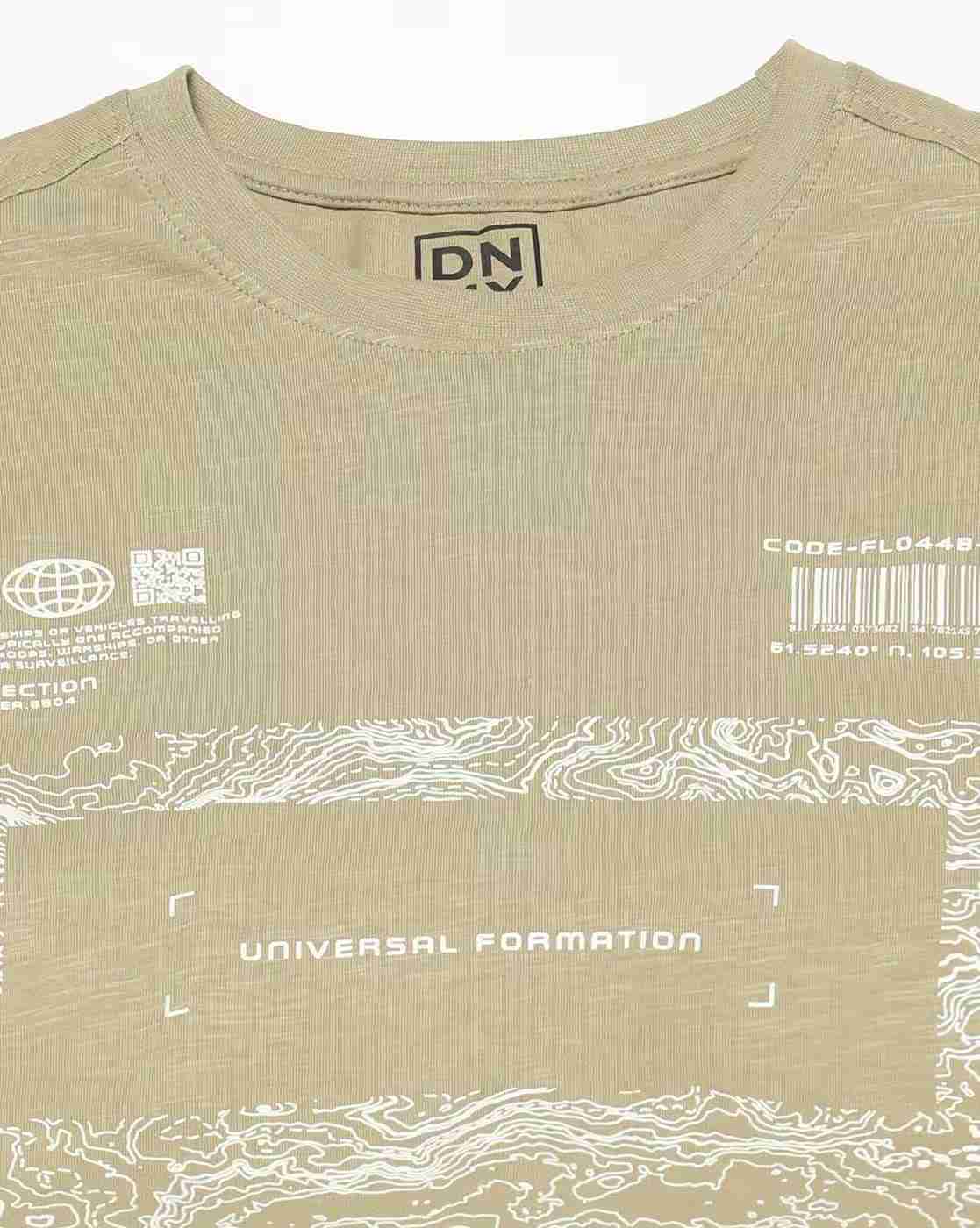 DNMX | Men Graphic Print Slim Fit Crew-Neck T-Shirt|5