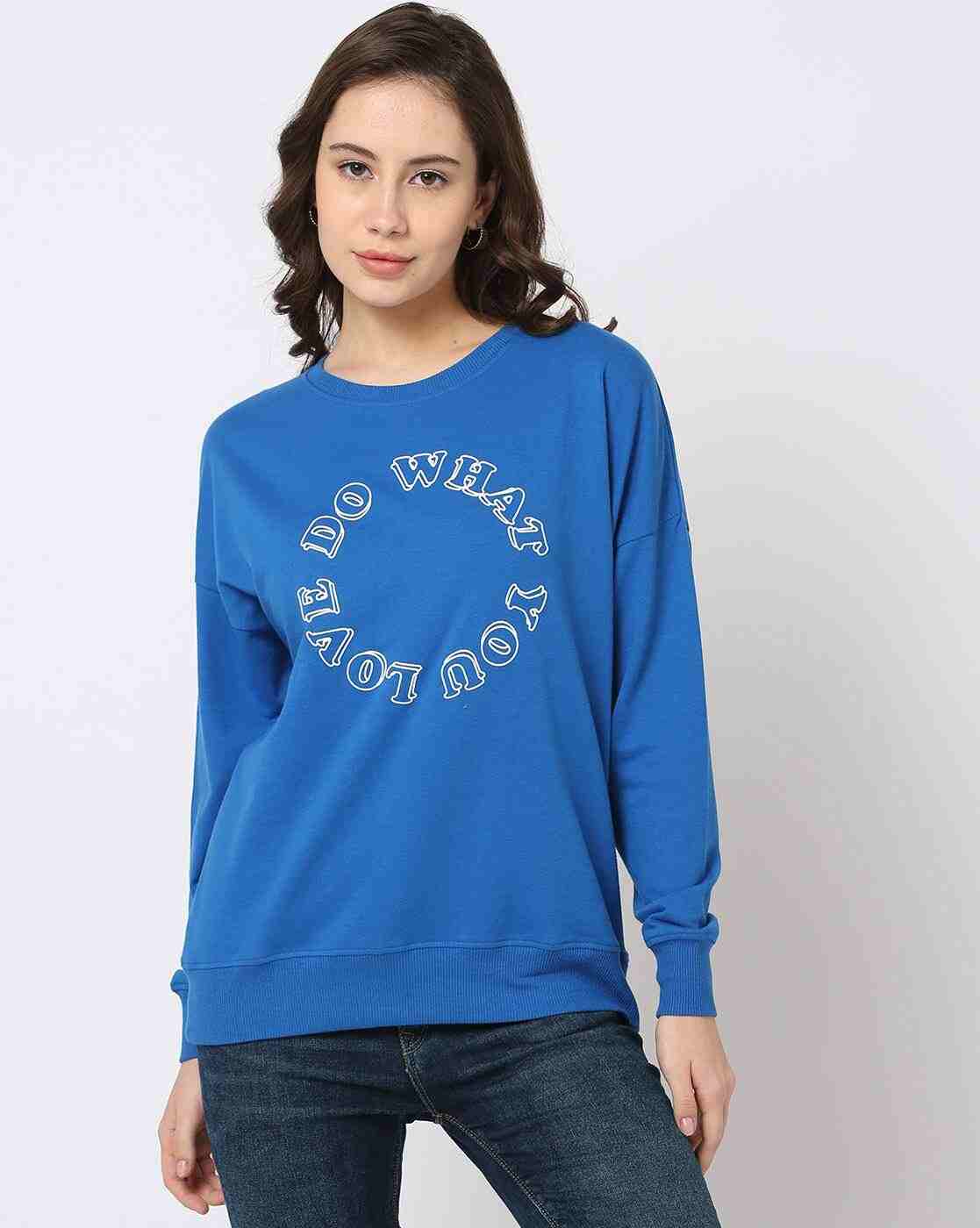 DNMX | Women Typographic Print Relaxed Fit Sweatshirt|0
