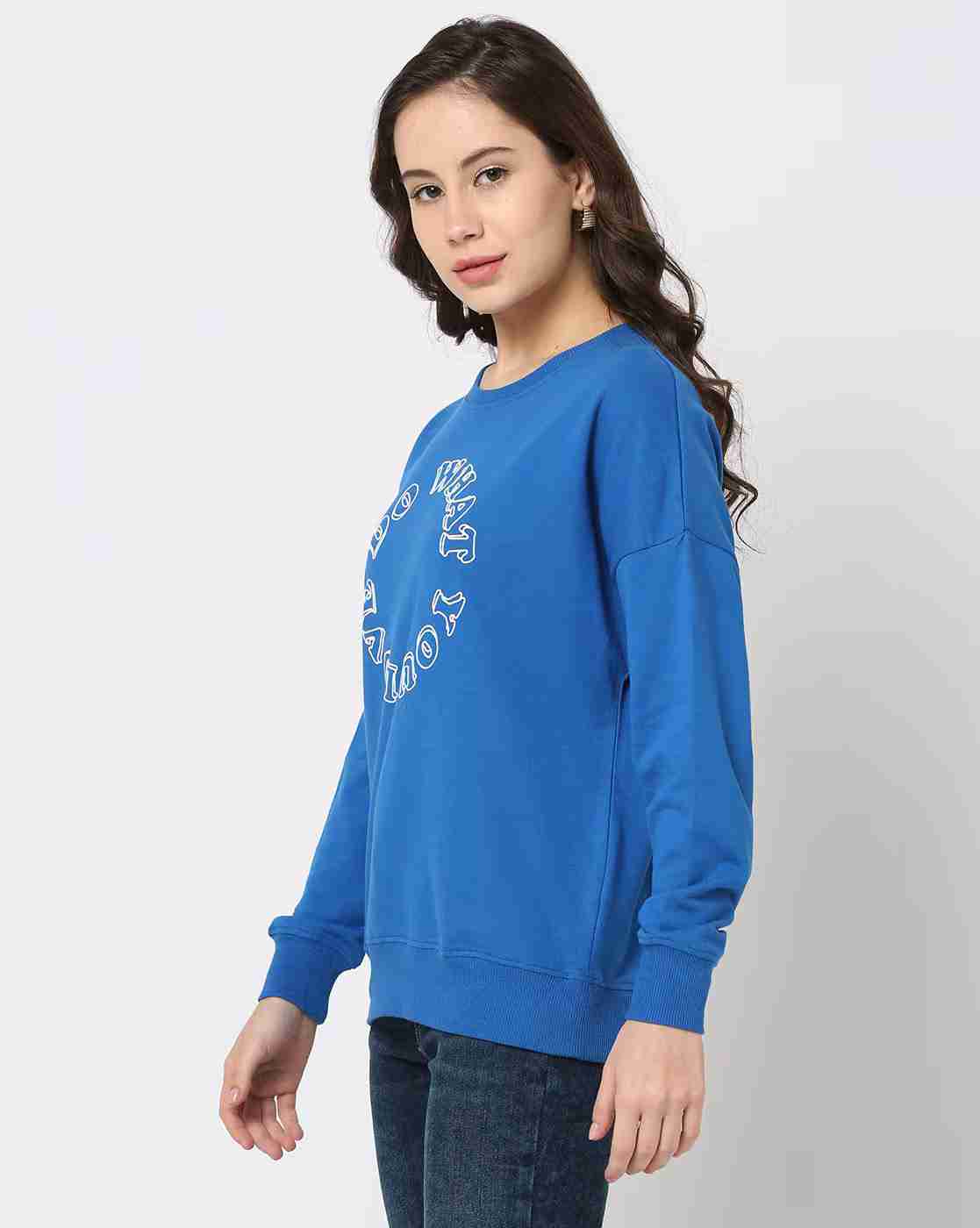 DNMX | Women Typographic Print Relaxed Fit Sweatshirt|1