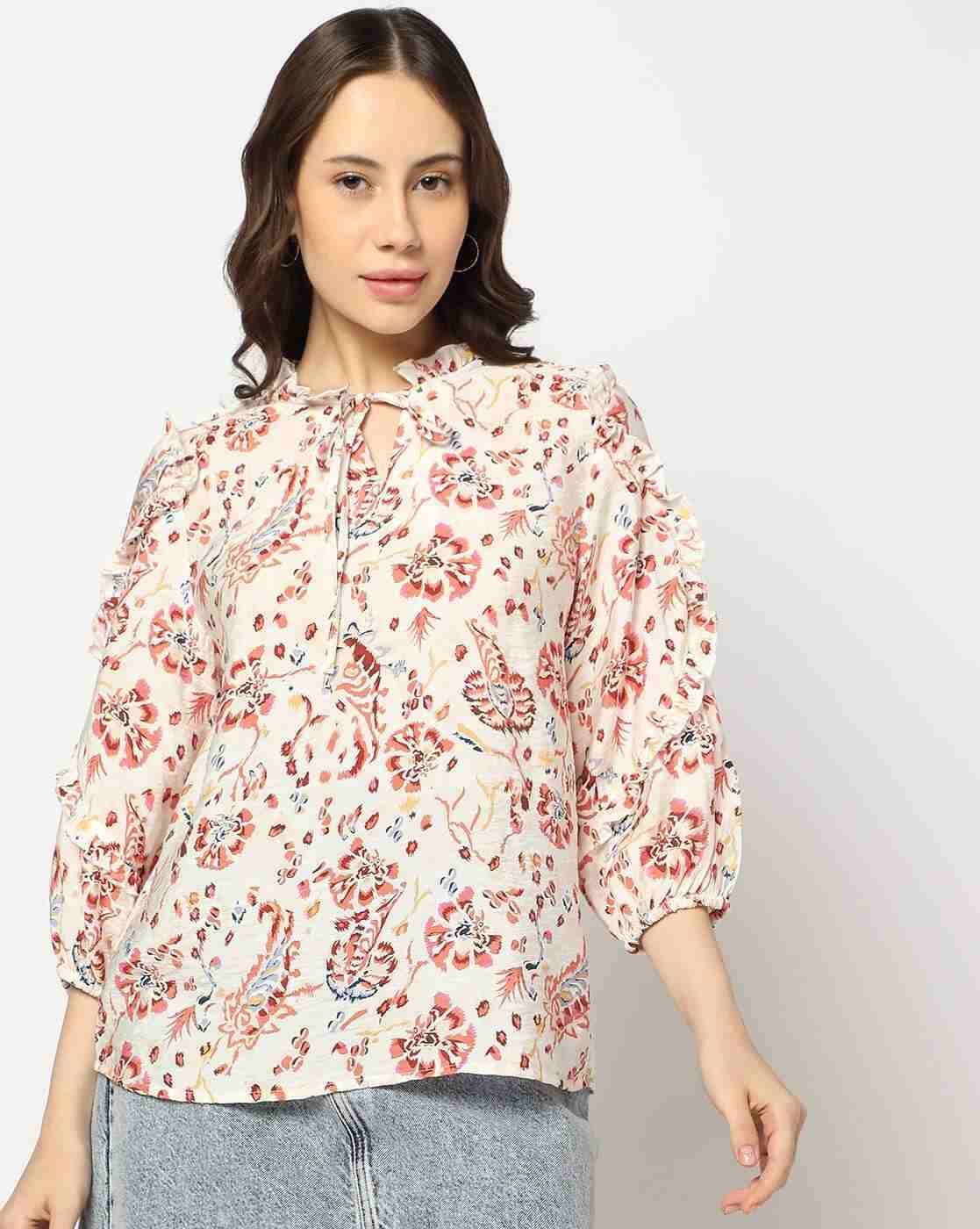 DNMX | Women Floral Print Relaxed Fit Top|0