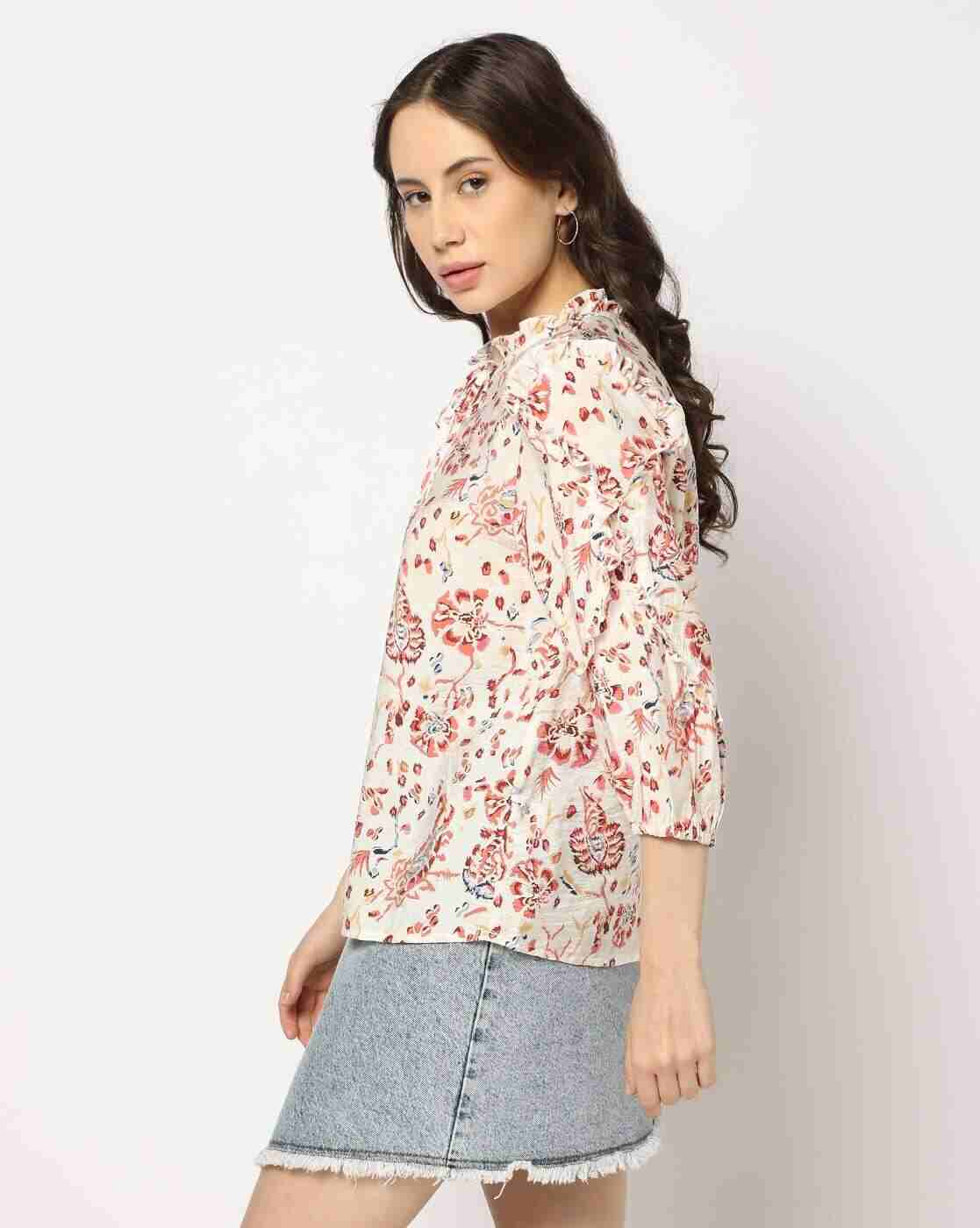 DNMX | Women Floral Print Relaxed Fit Top|1