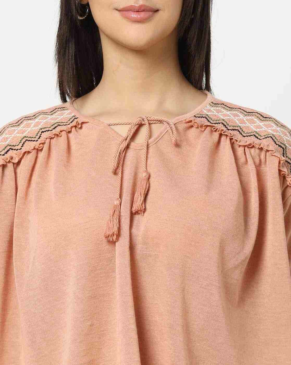 DNMX | Women Relaxed Fit V-Neck Top|3