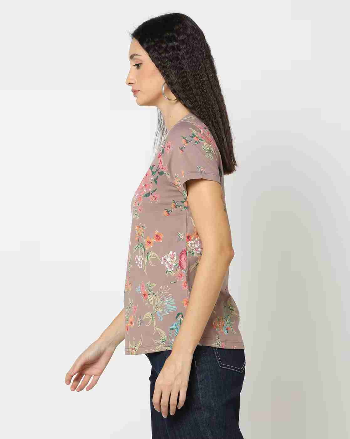 DNMX | Women Floral Print Crew-Neck T-Shirt|2