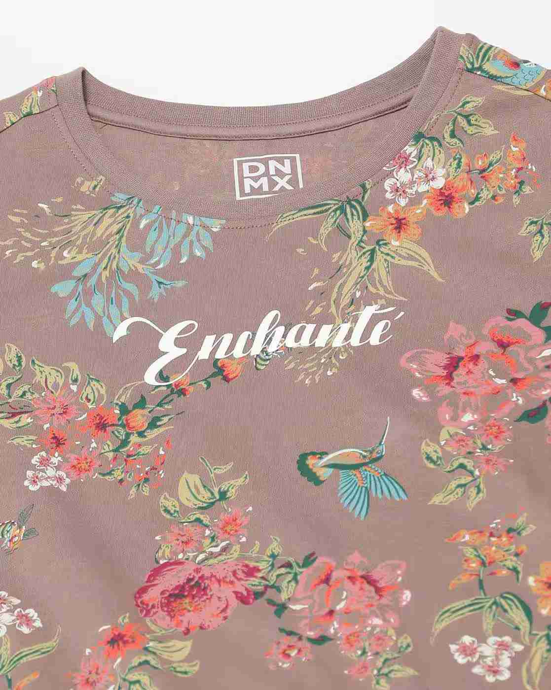 DNMX | Women Floral Print Crew-Neck T-Shirt|5