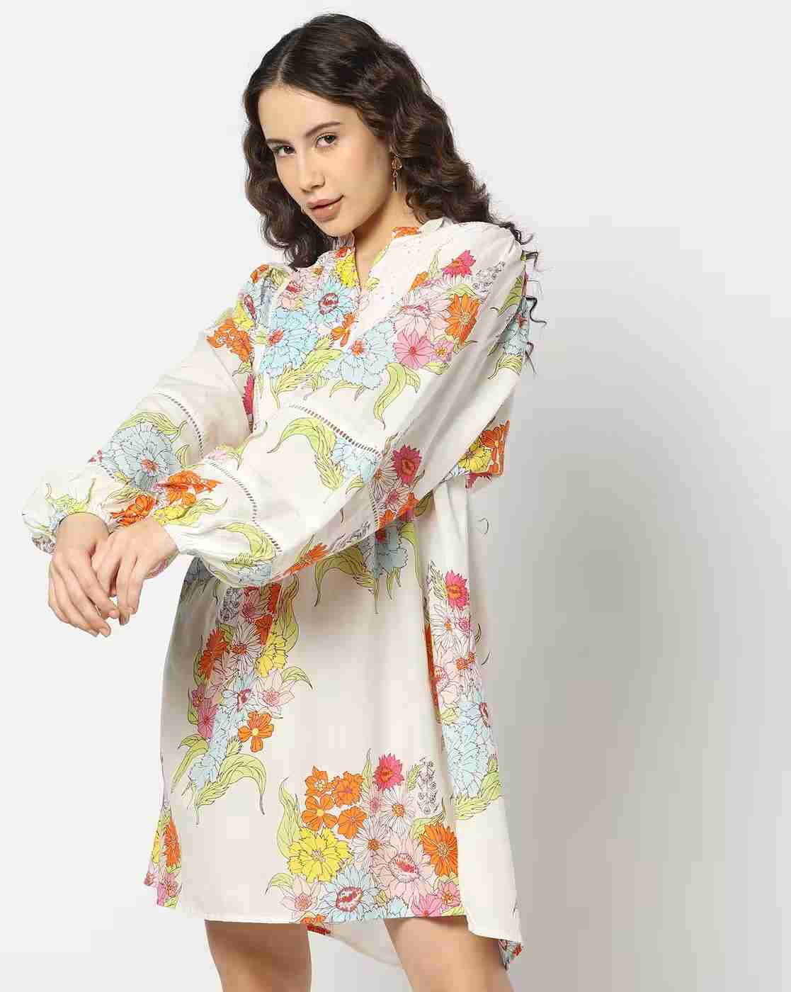 DNMX | Women Floral Print Fit & Flare Dress|0
