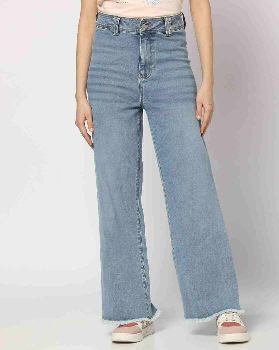 DNMX | Women Lightly Washed Wide-Leg Jeans|0