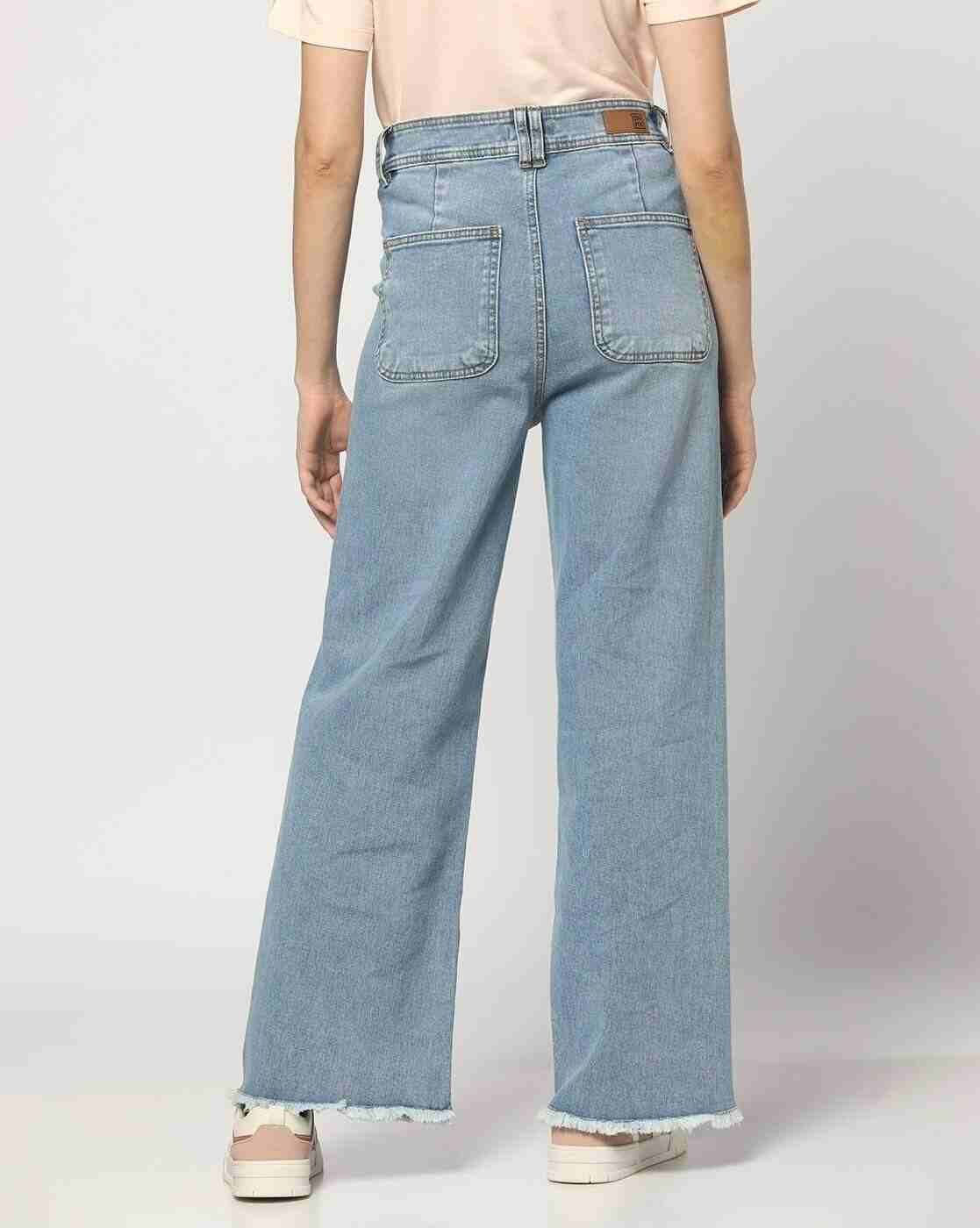 DNMX | Women Lightly Washed Wide-Leg Jeans|2