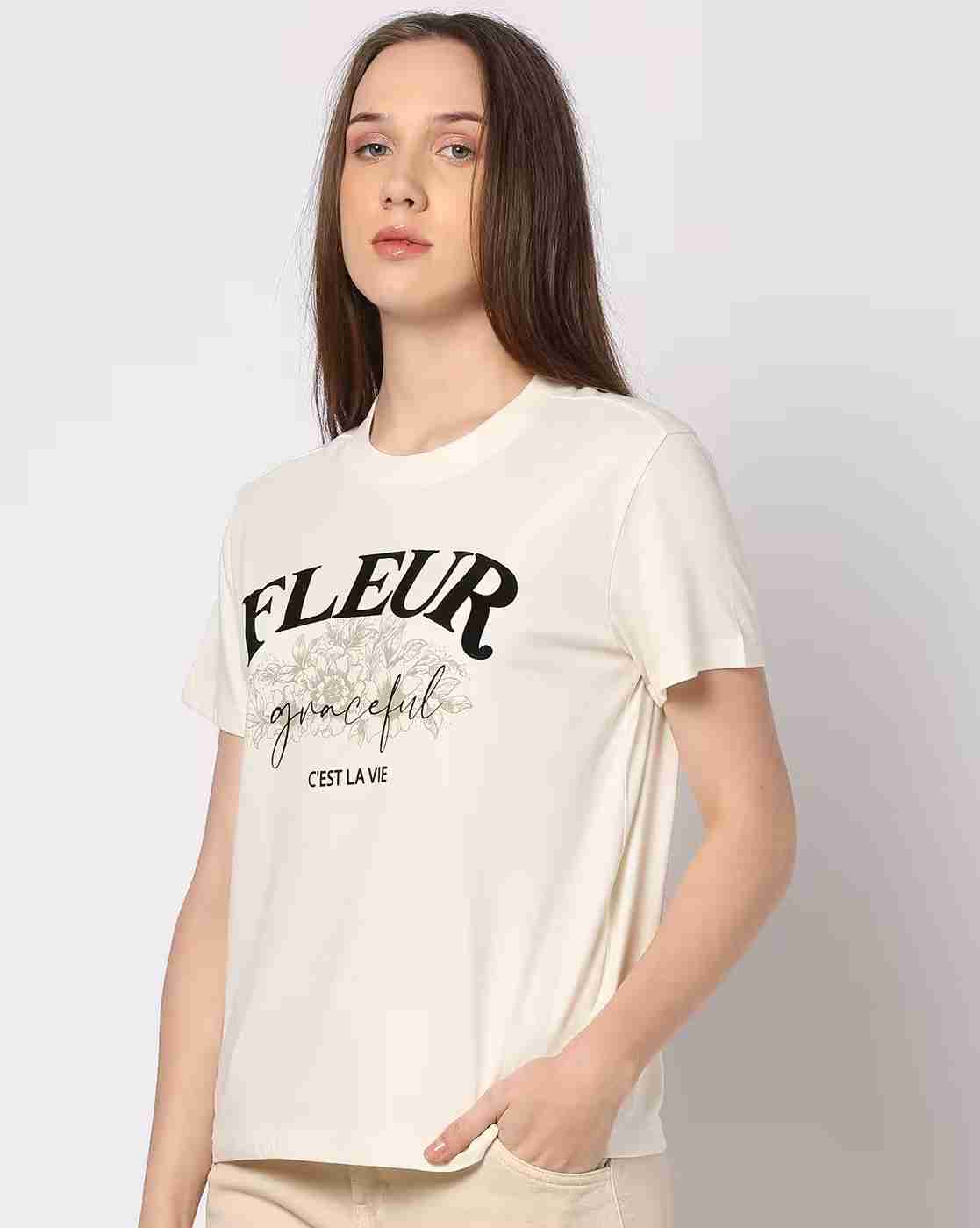 DNMX | Women Graphic Print Boxy Fit Crew-Neck T-Shirt|0