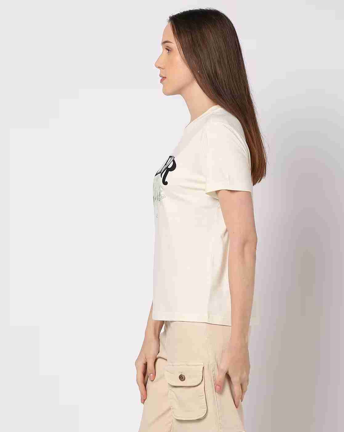 DNMX | Women Graphic Print Boxy Fit Crew-Neck T-Shirt|1