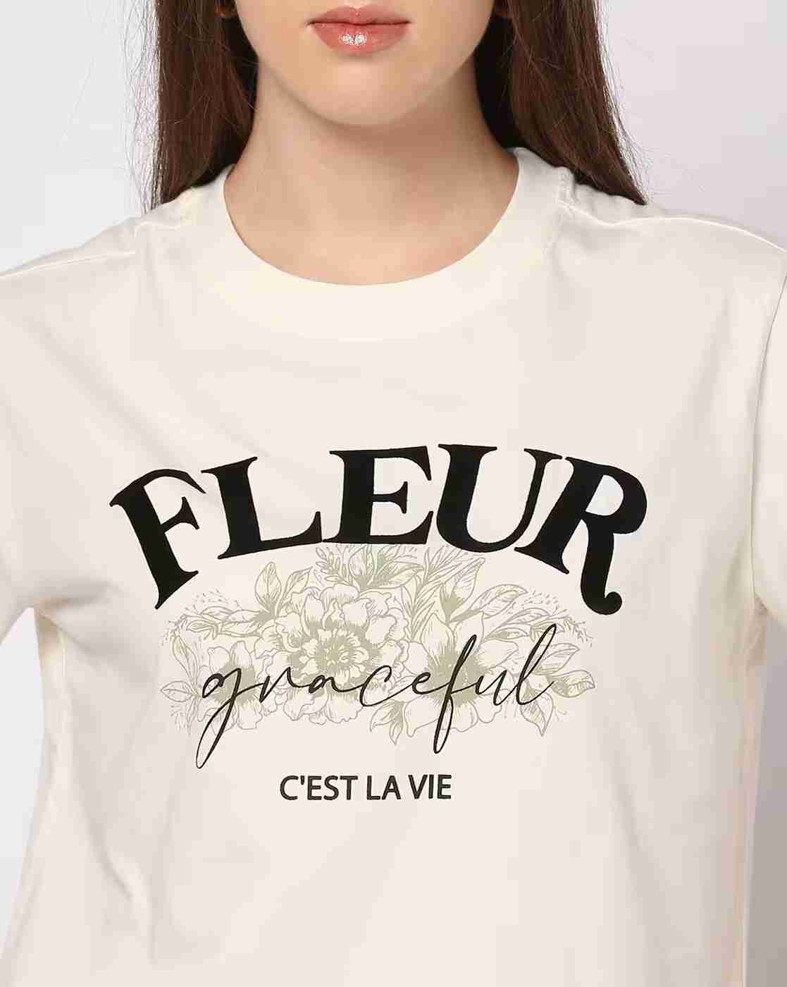 DNMX | Women Graphic Print Boxy Fit Crew-Neck T-Shirt|3