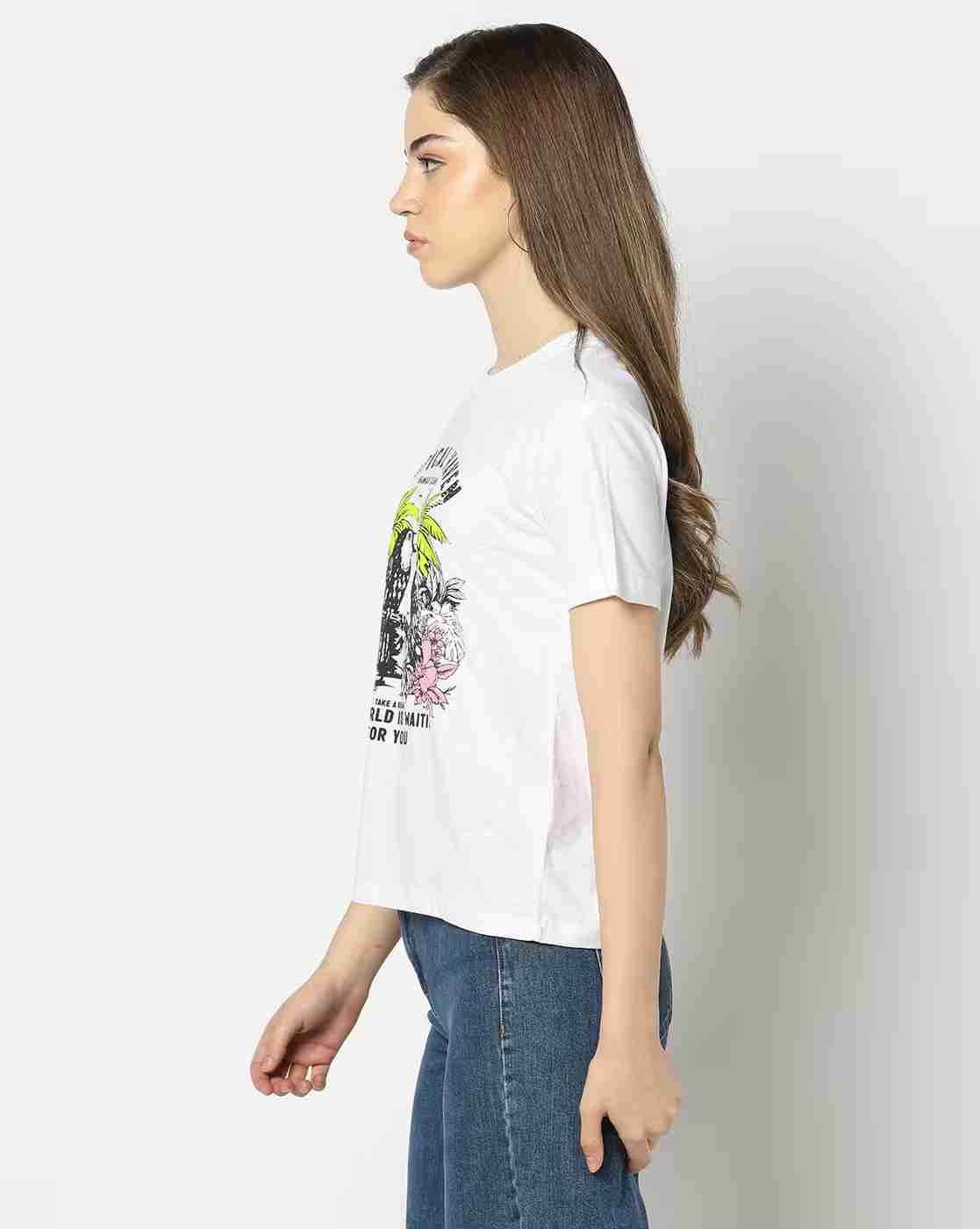 DNMX | Women Graphic Print Boxy Fit Crew-Neck T-Shirt|3