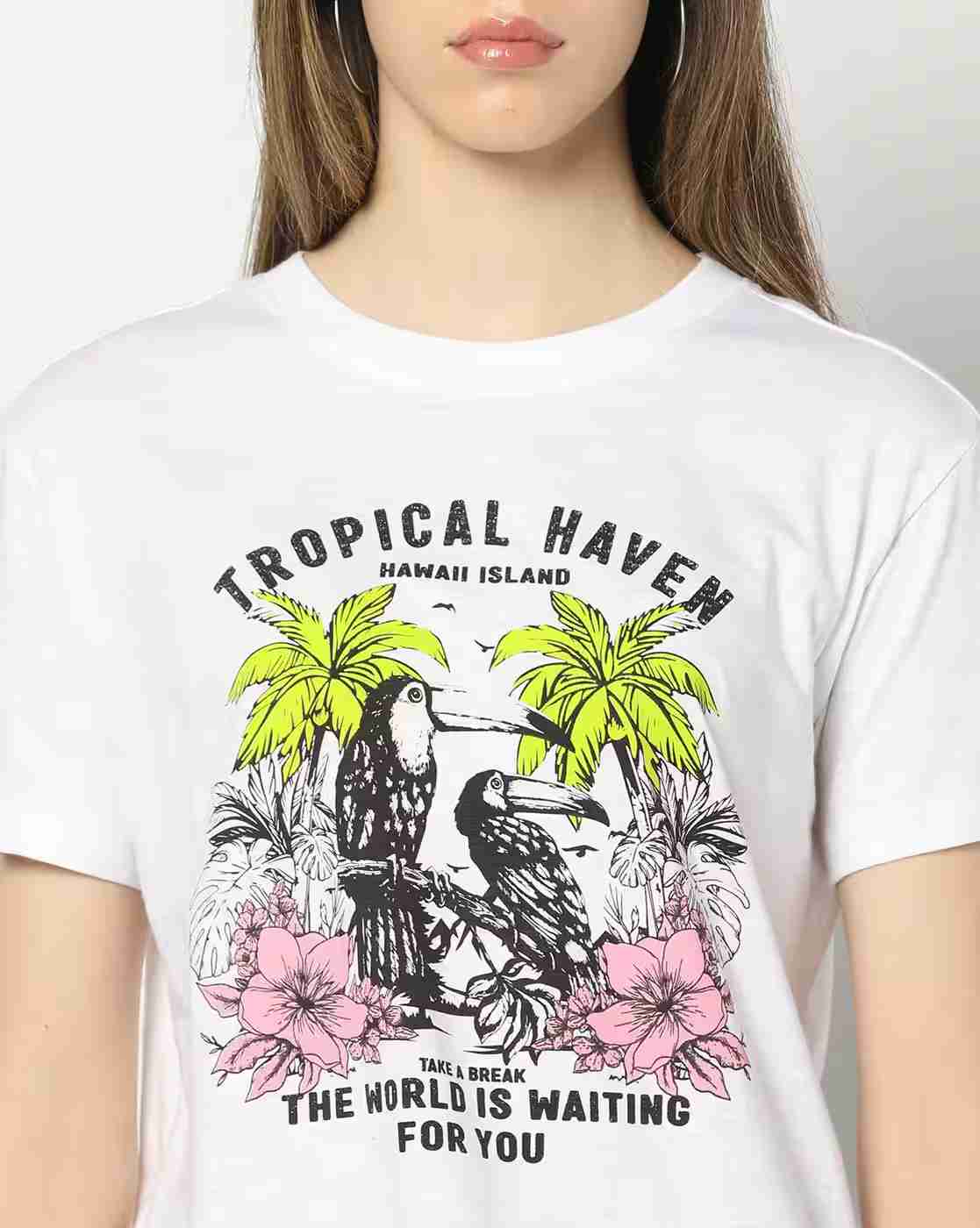 DNMX | Women Graphic Print Boxy Fit Crew-Neck T-Shirt|4