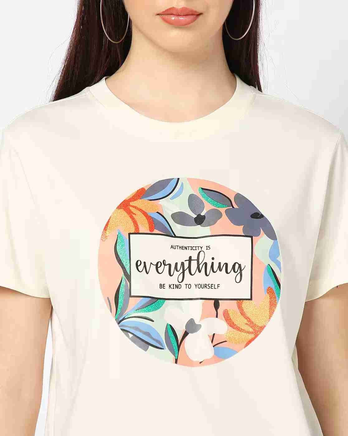 DNMX | Women Graphic Print Crew-Neck T-Shirt|3