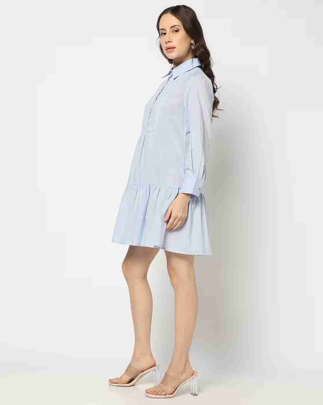 DNMX | Women Schiffli Embroidered Tiered Dress|1