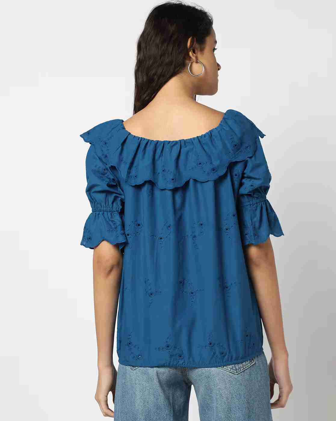 DNMX | Women Schiffli Embroidered Regular Fit Top|2