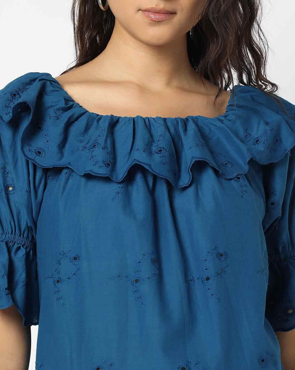 DNMX | Women Schiffli Embroidered Regular Fit Top|4