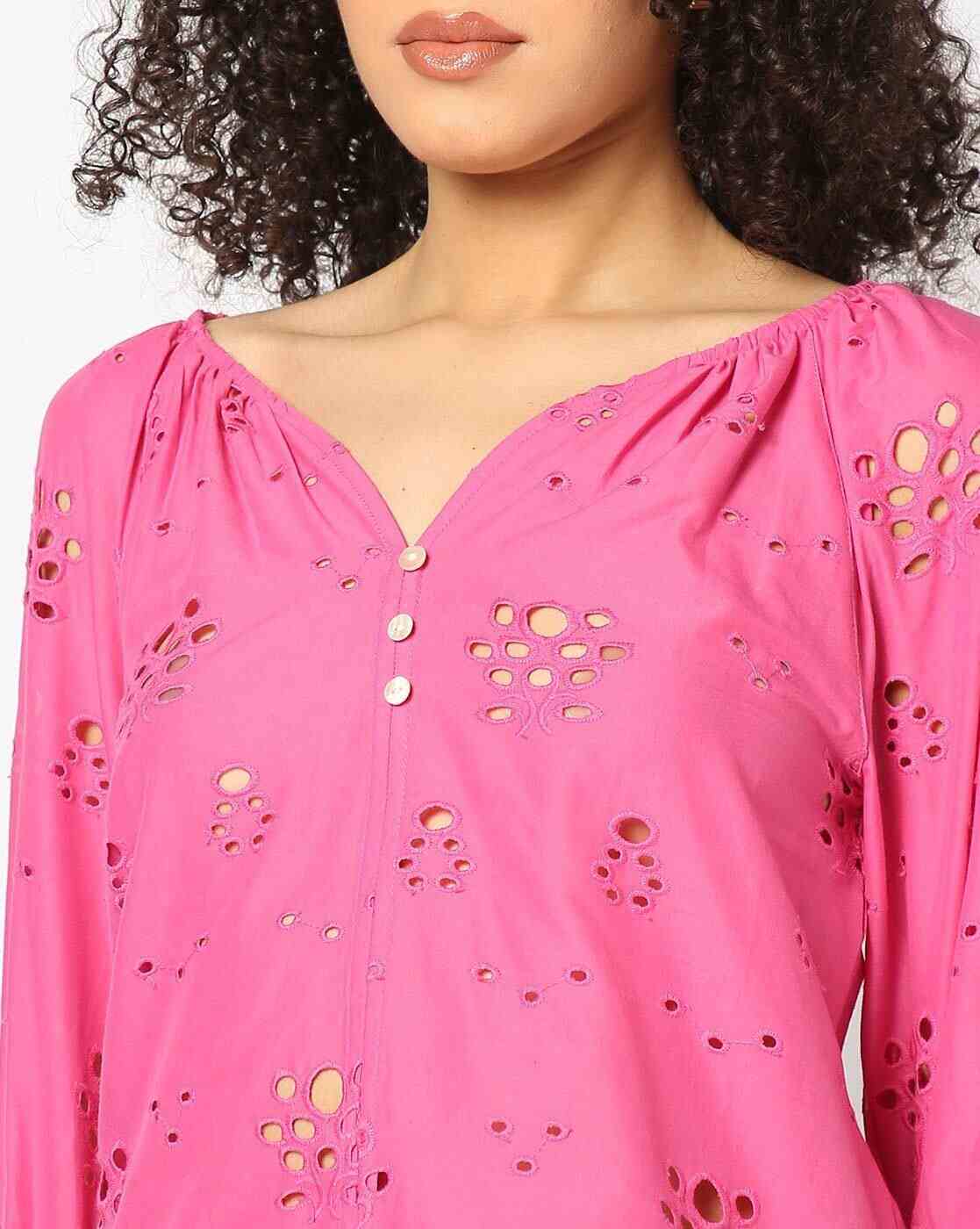 DNMX | Women Schiffli Embroidered Regular Fit Top|3