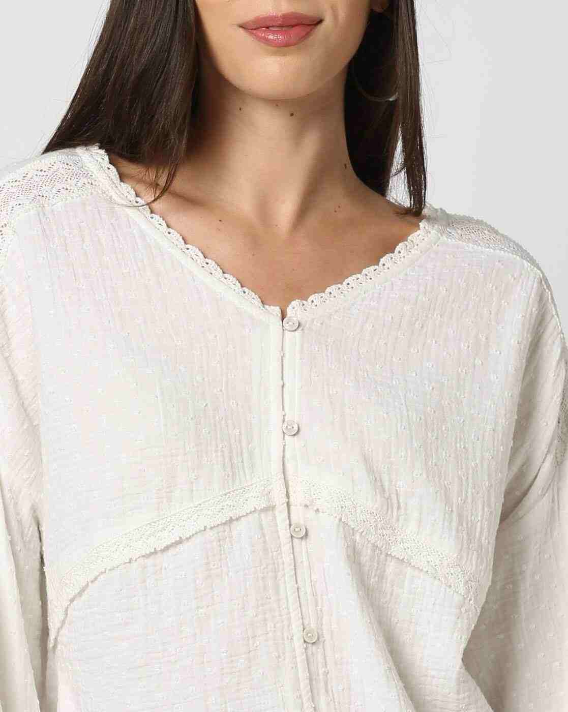 DNMX | Women Swiss-Dot Regular Fit Top|3