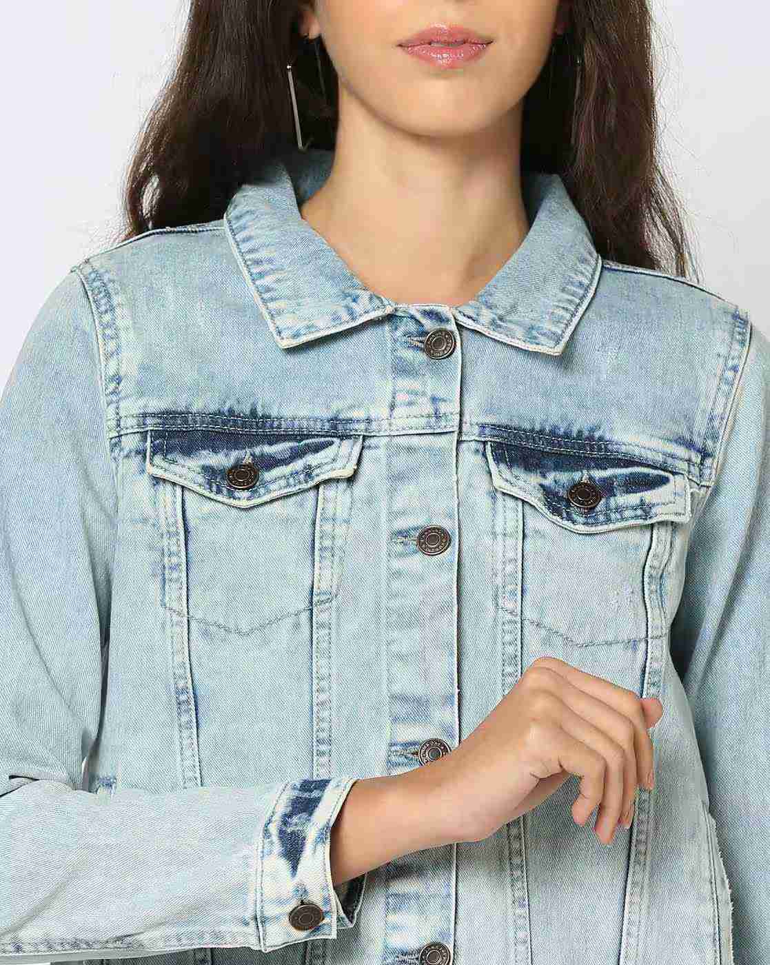 DNMX | Women Washed Relaxed Fit Denim Jacket|4