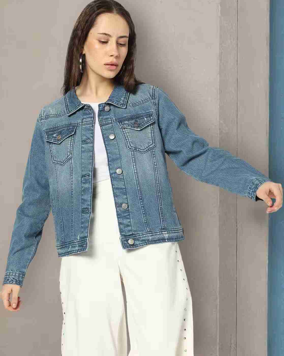 DNMX | Women Lightly Washed Relaxed Fit Denim Jacket|0