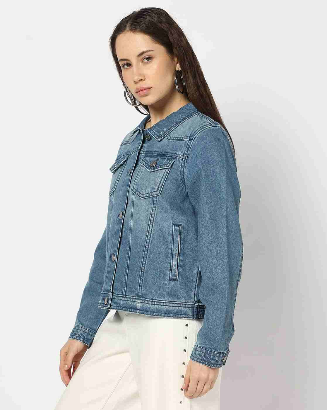 DNMX | Women Lightly Washed Relaxed Fit Denim Jacket|1