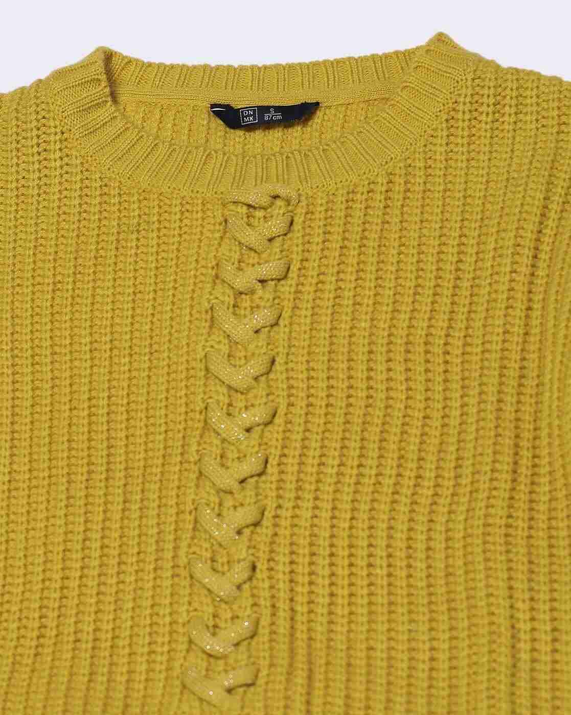 DNMX | Women Ribbed Regular Fit Pullover with Tie-Up|4