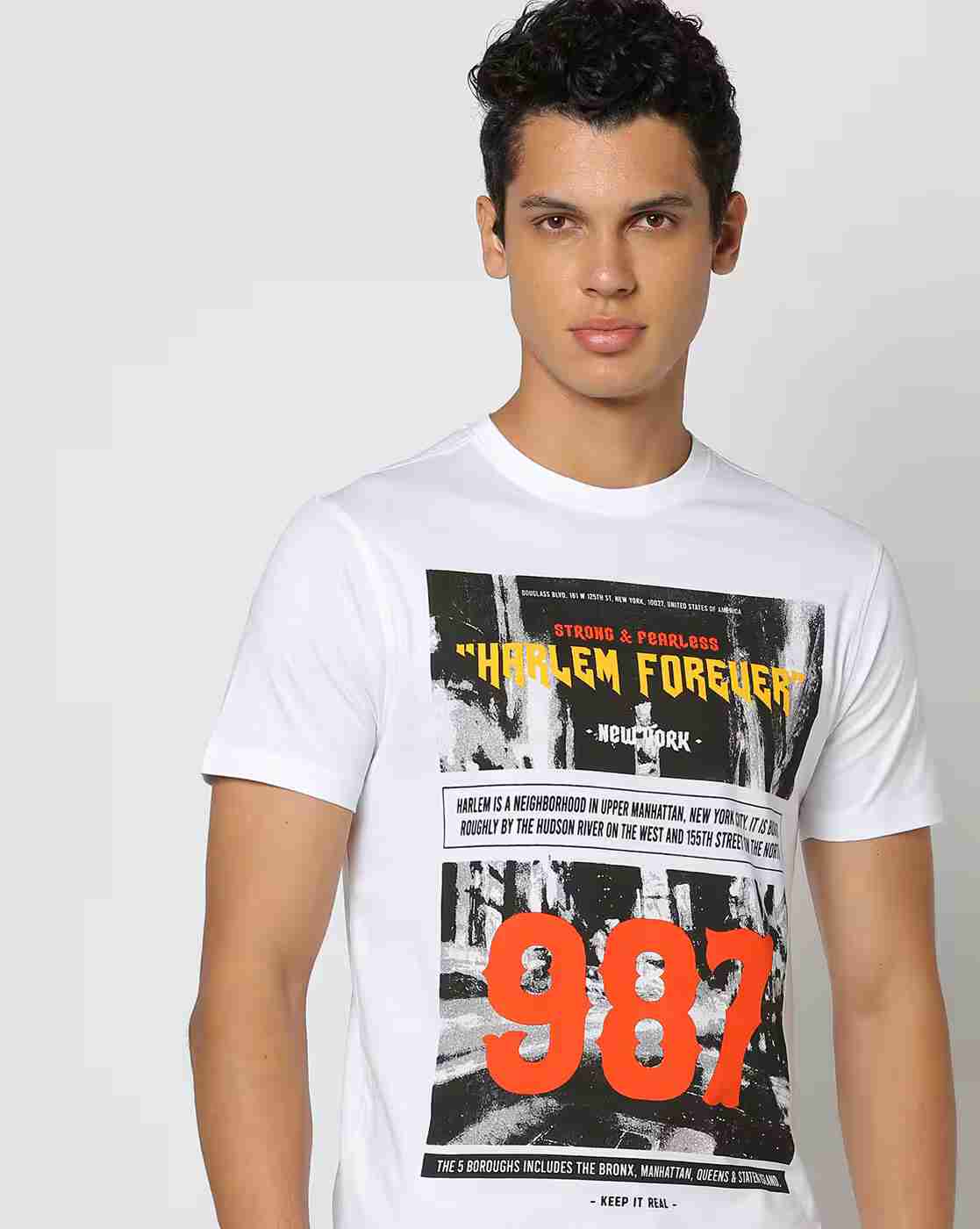 DNMX | Men Graphic Print Slim Fit Cotton Crew-Neck T-Shirt|0