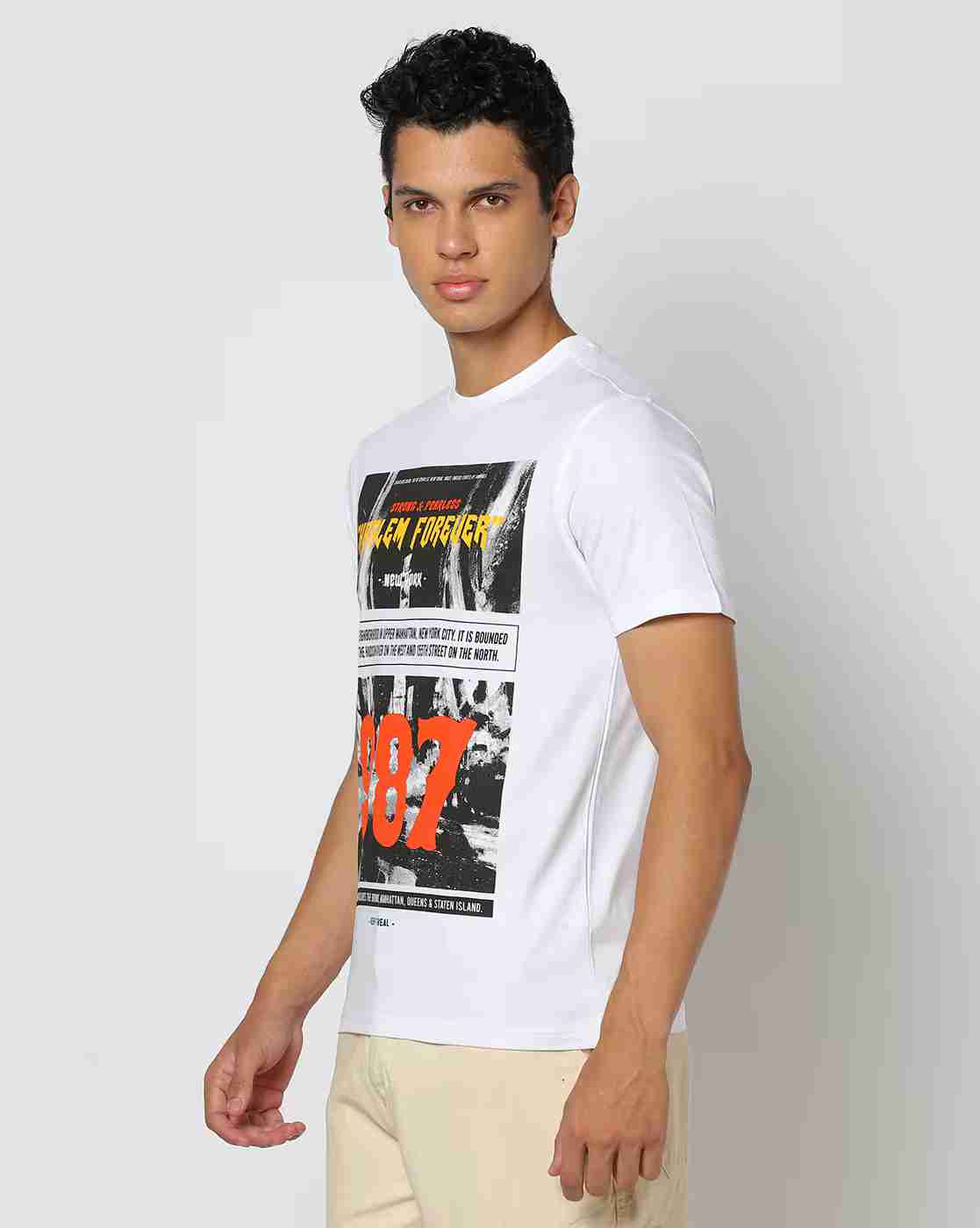 DNMX | Men Graphic Print Slim Fit Cotton Crew-Neck T-Shirt|2