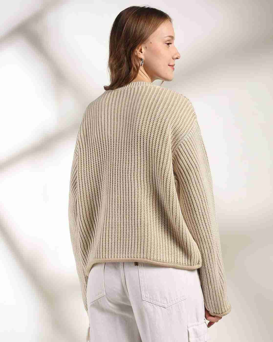 DNMX | Women Ribbed Regular Fit Round-Neck Pullover|3