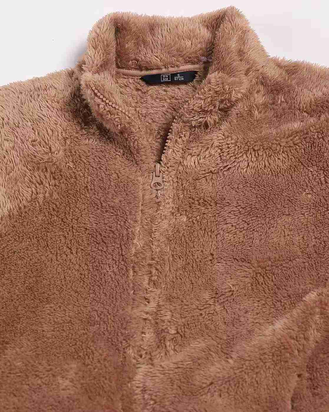 DNMX | Women Regular Fit Zip-Front Faux-Fur Jacket|5